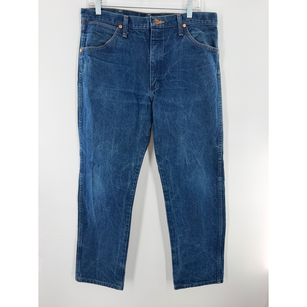 Wrangler 13MWZ Cowboy Cut Jeans Mens 35x30 Indigo Blue Straight Leg Denim